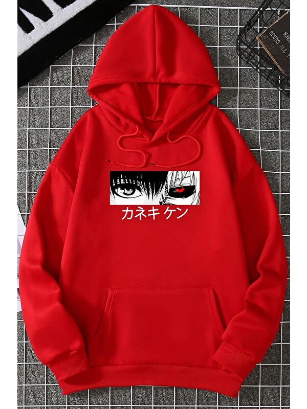 uyguntarz Unisex Ken Kaneki Baskılı Kapüşonlu Sweatshirt