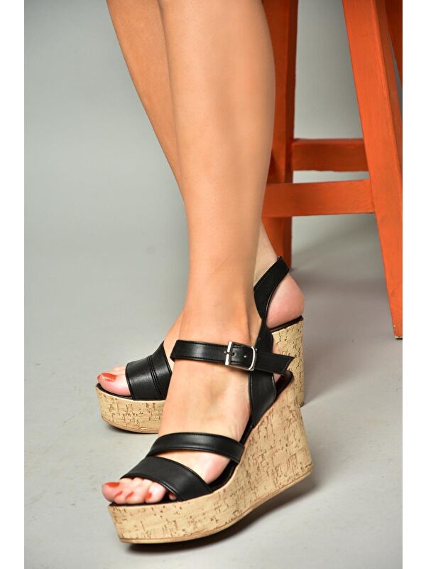 S9960612 Siyah Kadın Dolgu Topuklu Ayakkabı - Görsel 5