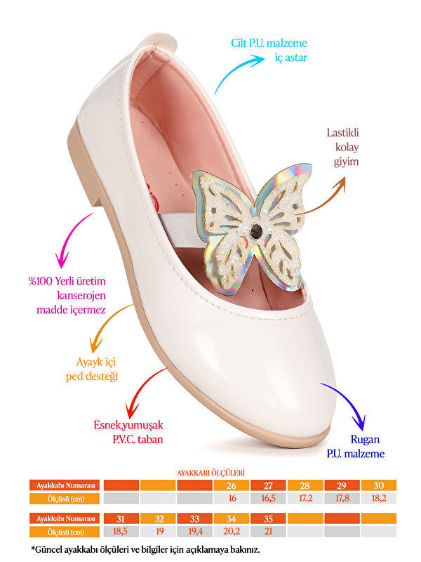 Menz Rugan Kelebek Lastikli Kız Çocuk Babet Ayakkabı - Görsel 3