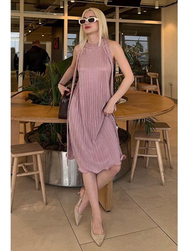 Madmext Pudra Halter Yaka Kadın Elbise Mg2351
