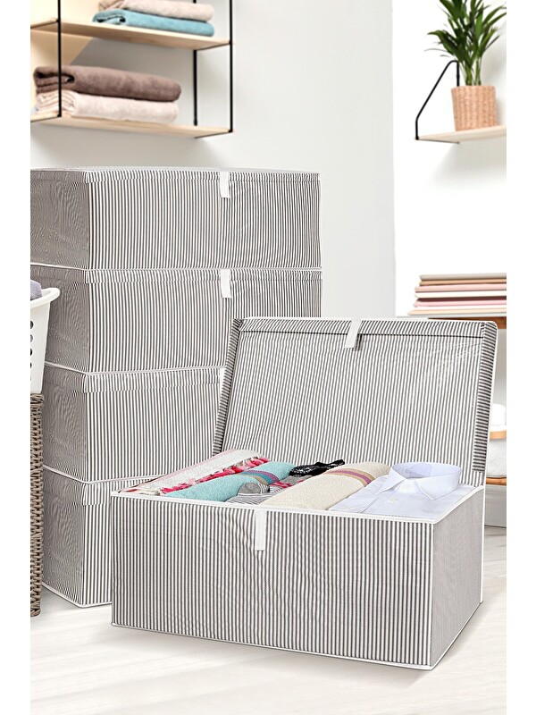 Meleni Home 5'li Kapaklı Hurç Saklama Kutusu 70x40x30 cm