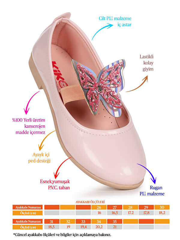 Menz Rugan Kelebek Lastikli Kız Çocuk Babet Ayakkabı - Görsel 3