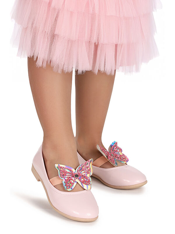 Menz Rugan Kelebek Lastikli Kız Çocuk Babet Ayakkabı - Görsel 4