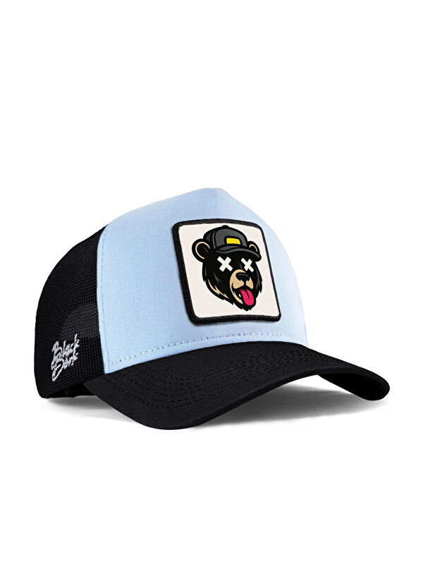 BlackBörk Ayı Logolu Siyah-Buz Mavi Trucker Şapka