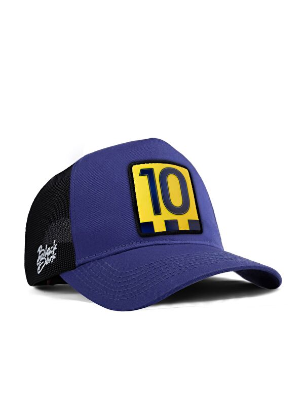 BlackBörk Futbol Sarı Lacivert Logolu Siyah-Mavi Trucker Şapka