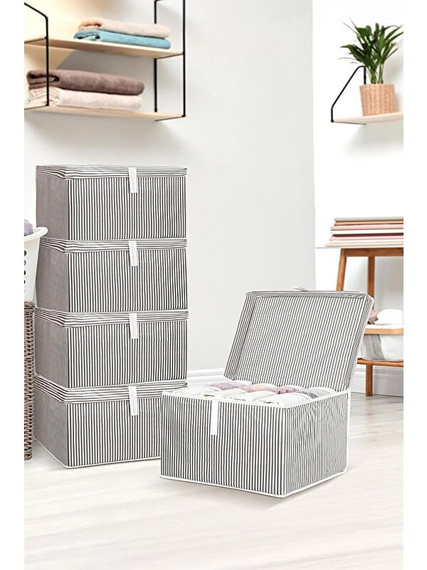 Meleni Home 6 Adet Kapaklı Hurç Saklama Kutusu 40x30x26 cm