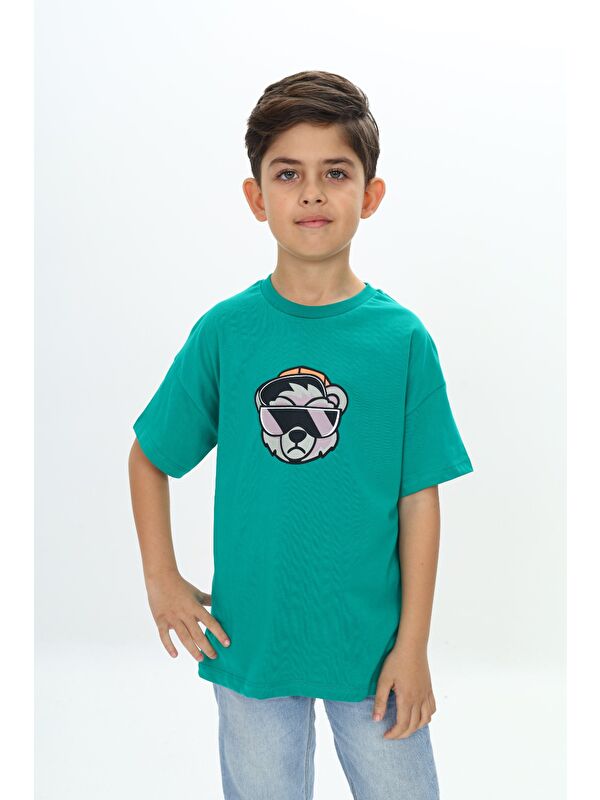 Toontoykids Erkek Çocuk Şapkalı Ayı Baskılı Tişört