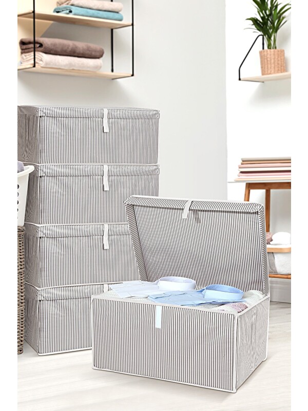 Meleni Home 5'li Kapaklı Hurç Saklama Kutusu 60x40x30 cm