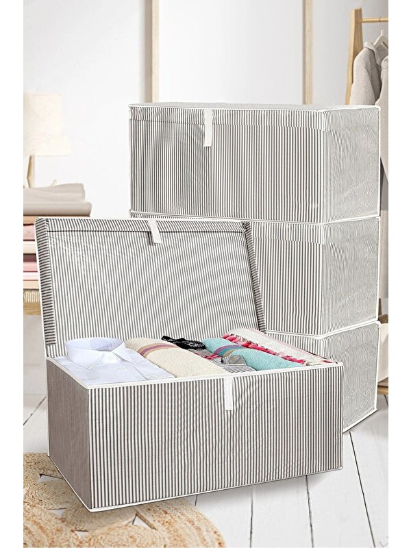 Meleni Home 4 Adet Kapaklı Hurç Saklama Kutusu 70x40x30 cm
