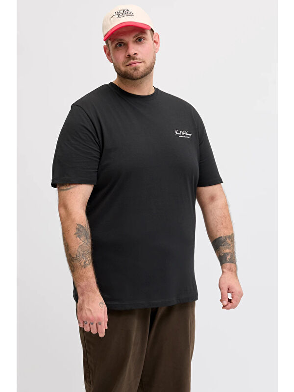 Jack & Jones Plus Büyük Beden Pamuklu Regular Fit Bisiklet Yaka T Shirt 12289683