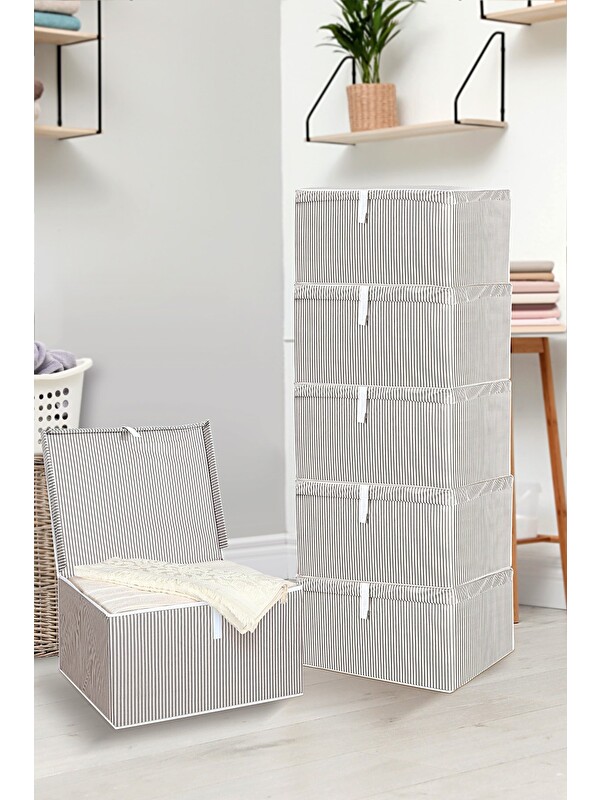 Meleni Home 6'lı Kapaklı Hurç Saklama Kutusu 50x40x30 cm