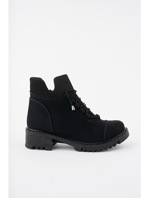 MOLDE Kadın Streç Lastik Bağcıklı Fermuarlı Bot - Görsel 7