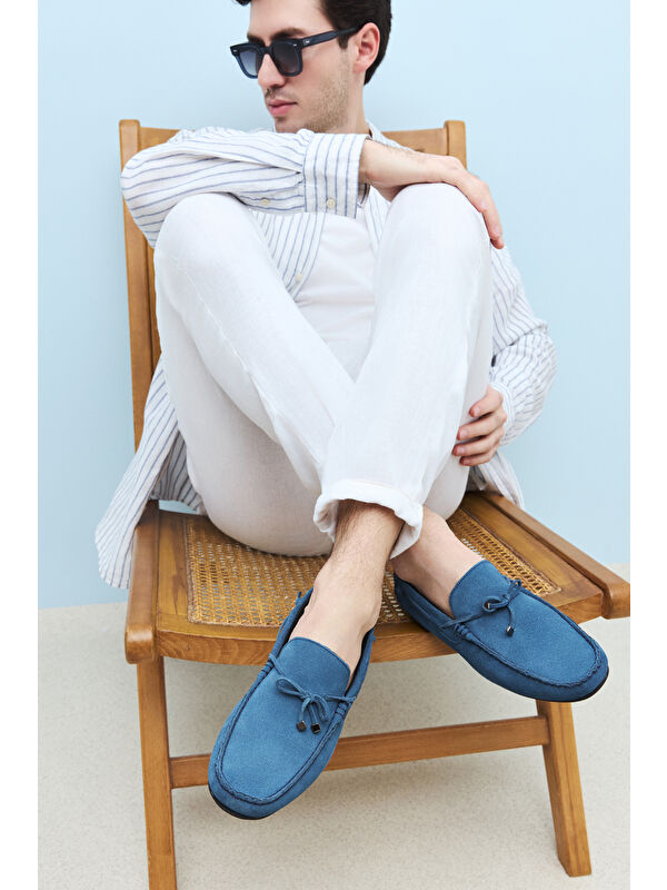 Erkek Hakiki Deri Ayakkabı 1511007ZB012 Mavi - Görsel 7