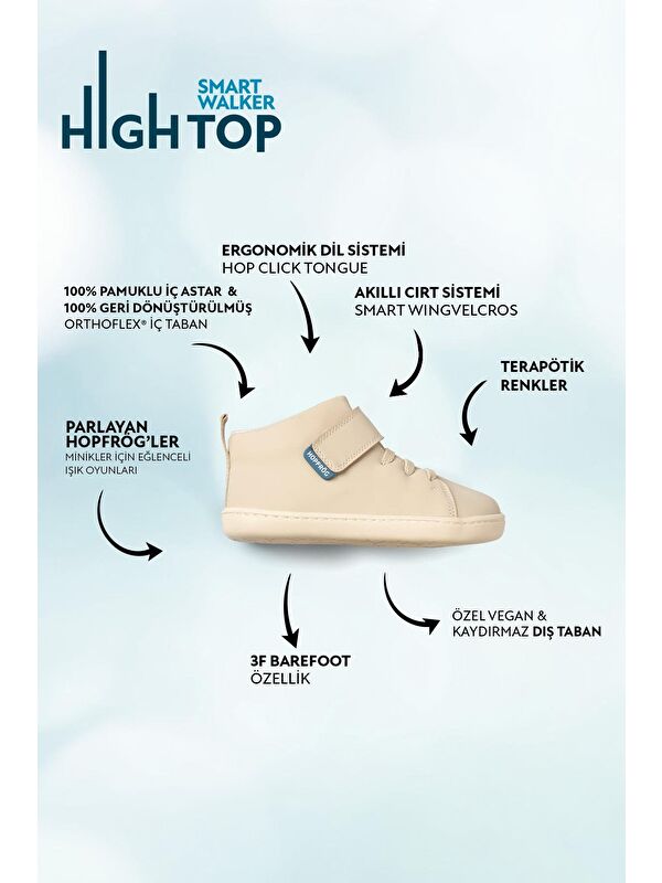 Smart Walker High Top Süper Mat Bej Barefoot Çocuk Bot - Görsel 4
