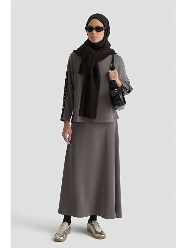 ARMİNE Şeritli Örme Takım 25Kd1163 Antrasit