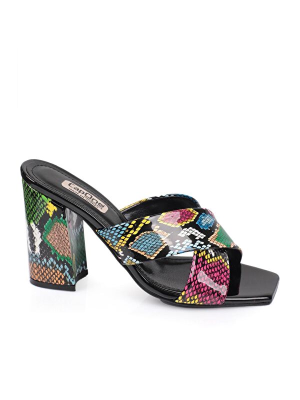 015 Topuklu Küt Burun Kadın Terlik - Görsel 2