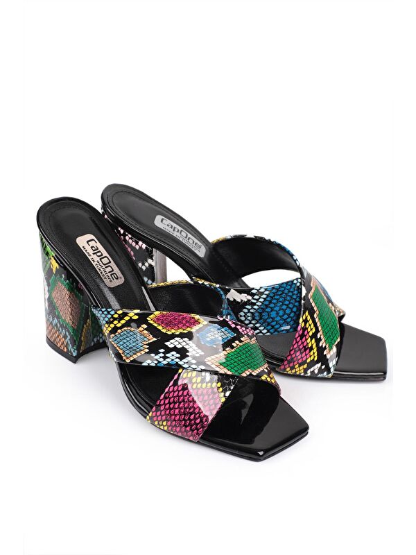 015 Topuklu Küt Burun Kadın Terlik - Görsel 3