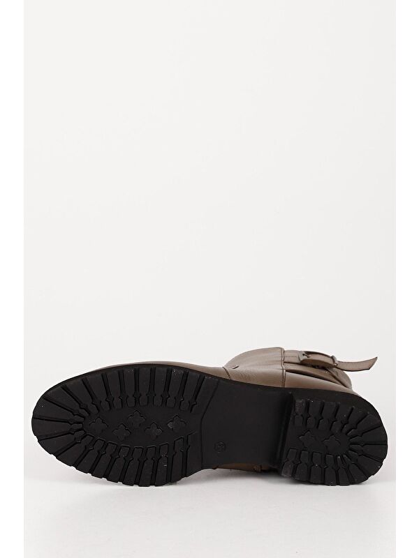 VİZON Hakiki Deri Yuvarlak Burun Kauçuk Taban Topuklu Fermuarlı Tokalı Kadın Günlük Bot 46460 - Görsel 8