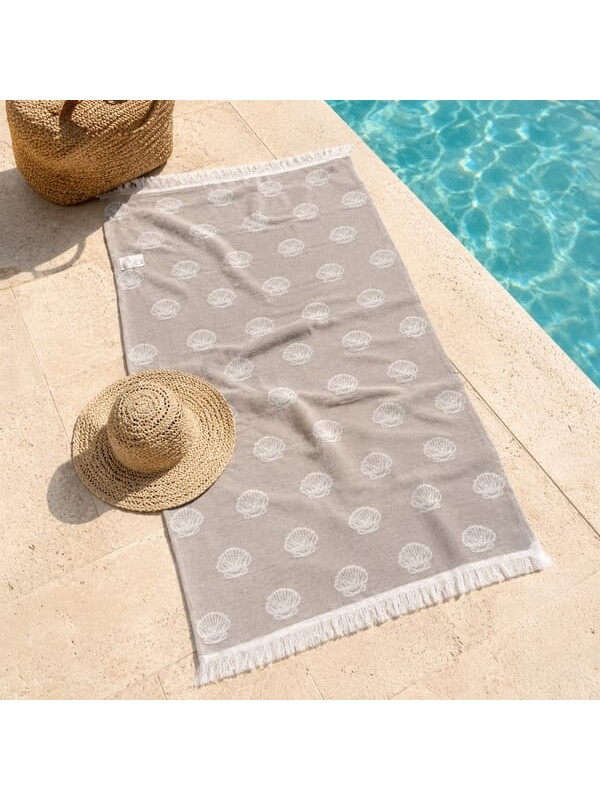 Evidea Soft Midye Desenli Plaj Havlusu - Bej - 70x140 cm