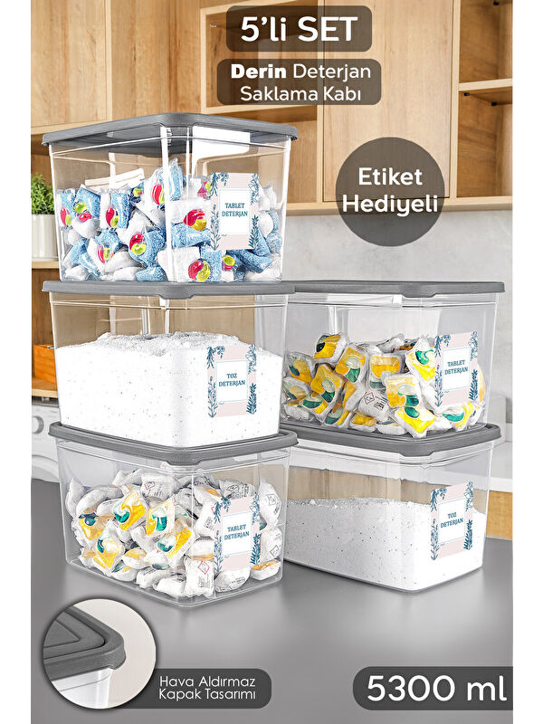 Meleni Home 5'li Mega Boy Etiketli Deterjan Saklama Kutusu 5,3 l