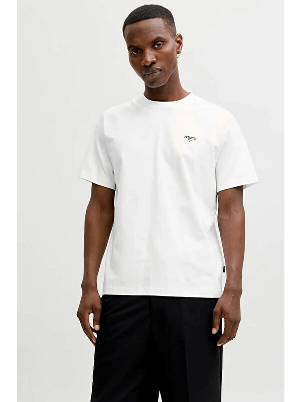 Jack & Jones Premium Logolu Pamuklu Regular Fit Bisiklet Yaka T Shirt 12292383