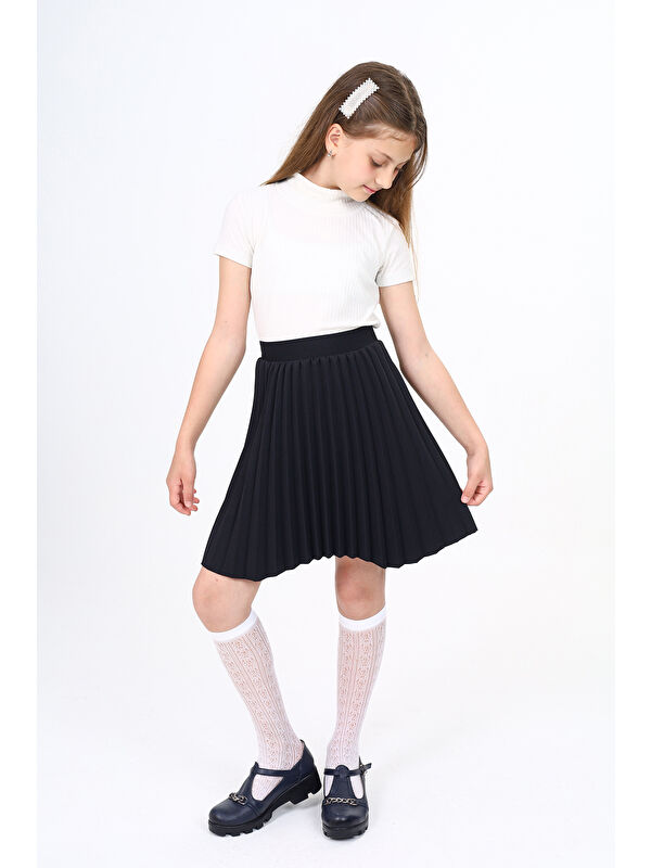 Toontoykids Kız Çocuk Regular Fit Piliseli Okul Etek