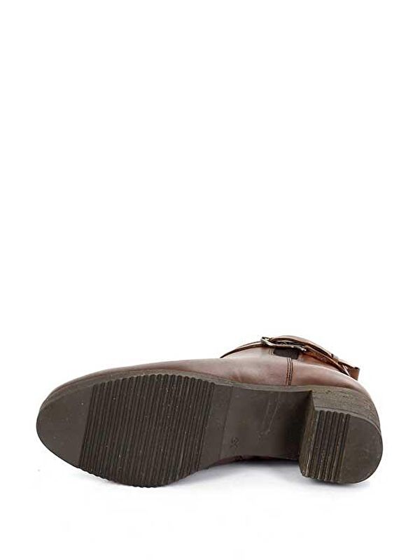 Gonderi(r) Kahverengi Gonderi(r) Hakiki Deri Topuklu Fermuarlı Kadın Bot