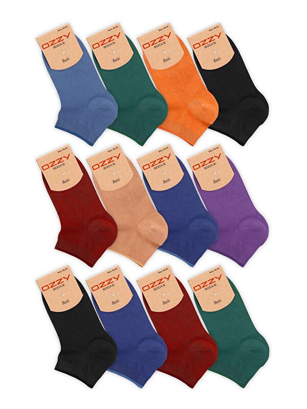Ozzy Socks 12 Çift Bambu Kadın Dikişsiz Patik Çorap 4 Mevsim Dayanıklı Topuk Ve Burun Koyu renkler