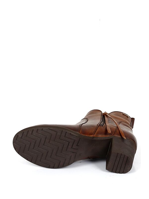 Gonderi(r) Kahverengi Gonderi(r) Hakiki Deri Topuklu Fermuarlı Kadın Bot