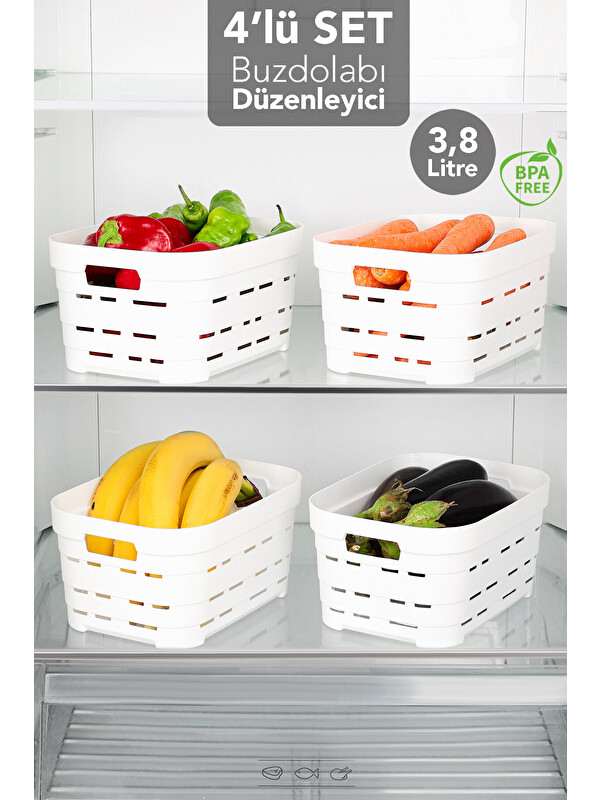 Meleni Home 4 Adet Delikli Buzdolabı Düzenleyici 3,8 l