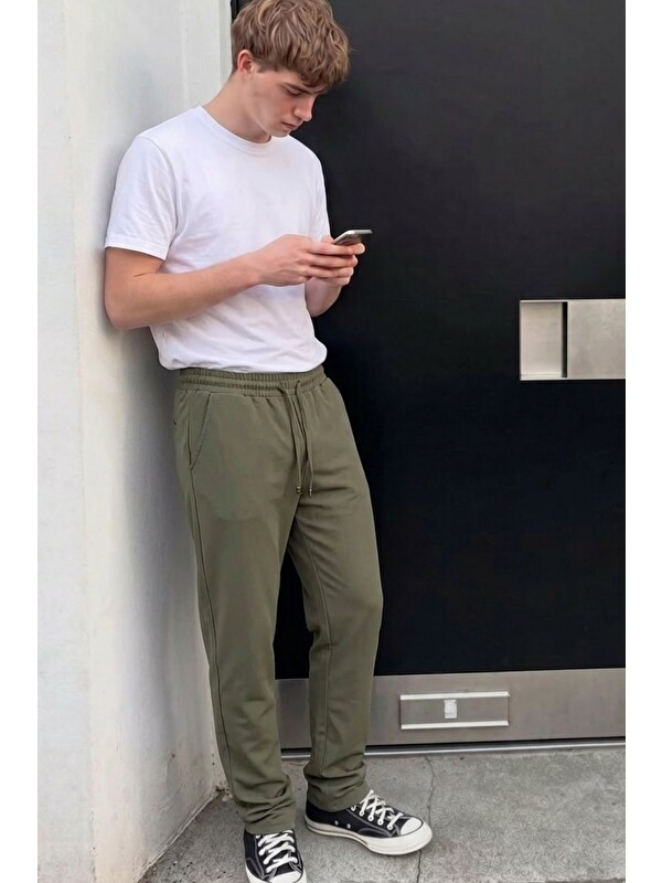 Comstar Erkek Comfort Fit Bol Paça Haki Baggy Pantolon