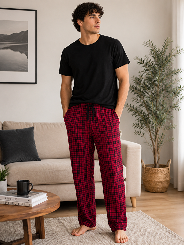Formo Erkek %100 Doğal Pamuk Yüksek Kaliteli Rahat Kalıp Basic Pijama Takımı