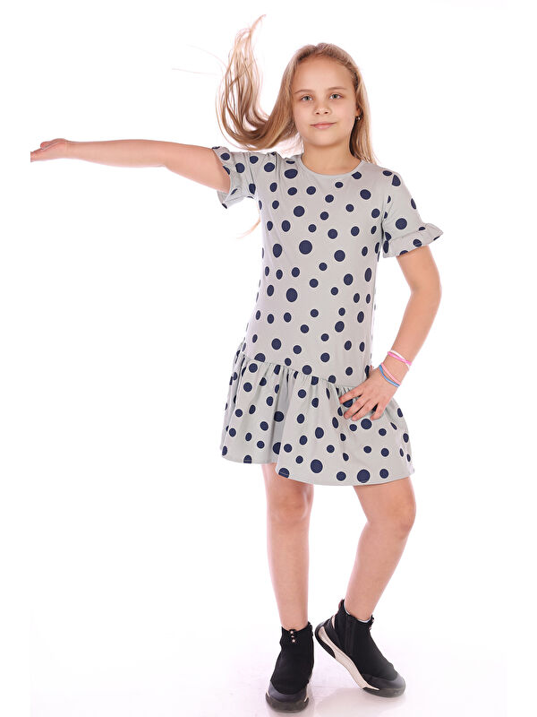 Toontoykids Kız Çocuk Komple Puantiye Baskılı Elbise