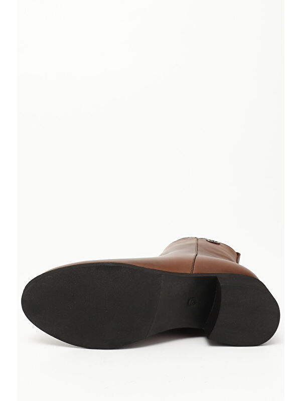 TABA Hakiki Deri Yuvarlak Burunlu Topuklu Fermuarlı Kadın Günlük Bot 52492 - Görsel 5