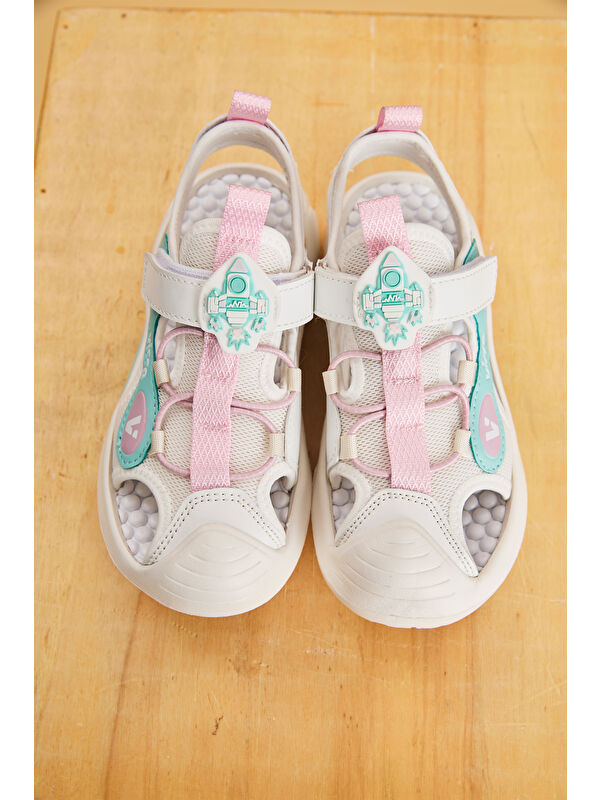 Rocket Işıklı Kız Okul Öncesi Beyaz Sandalet - Görsel 4