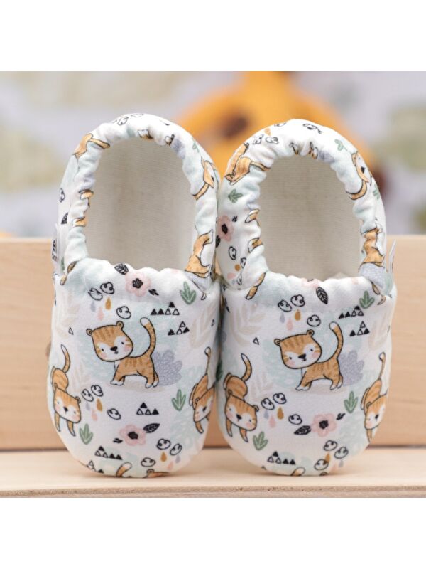 Desenli Bebek Patiği, Kaydırmaz Taban, Ev Kreş Ayakkabısı Panduf - Görsel 5