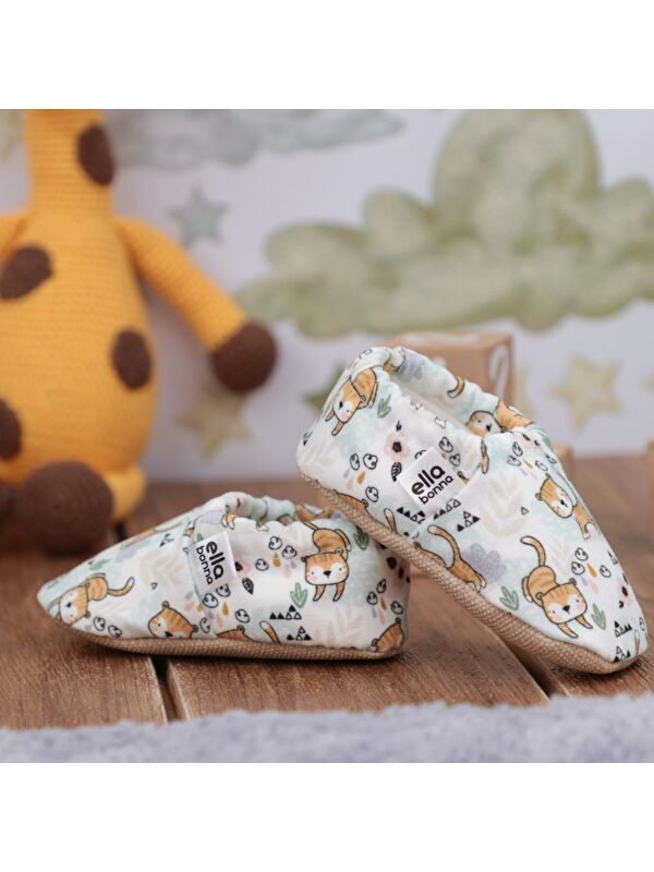 Desenli Bebek Patiği, Kaydırmaz Taban, Ev Kreş Ayakkabısı Panduf - Görsel 6