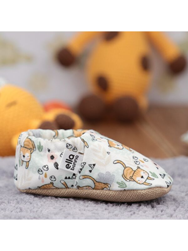 Desenli Bebek Patiği, Kaydırmaz Taban, Ev Kreş Ayakkabısı Panduf - Görsel 8