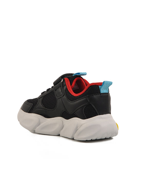 Siyah Cırtlı Işıklı Hafif Unisex Çocuk Spor Ayakkabı 1901 P - Görsel 5