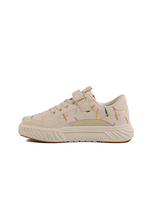 Krem Cırtlı Fileli Hafif Unisex Çocuk Spor Ayakkabı 1883 F - Görsel 3