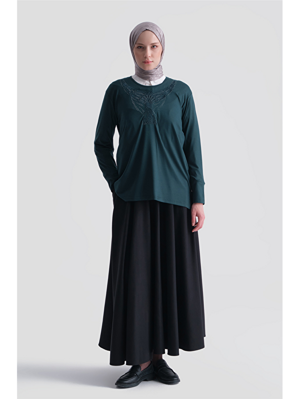 ARMİNE Penye Petrol Bluz