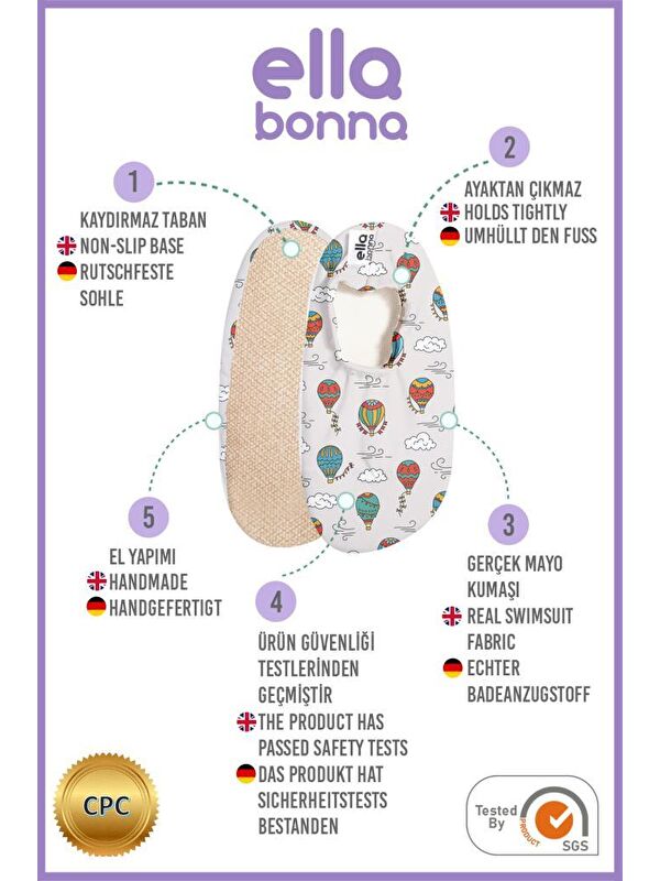 Bebek Çocuk Deniz Ayakkabısı, Kaydırmaz Taban, Unisex Havuz Patiği - Görsel 4