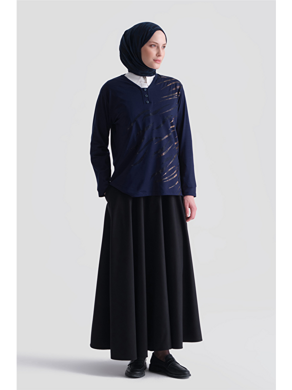 ARMİNE Penye Lacivert Bluz