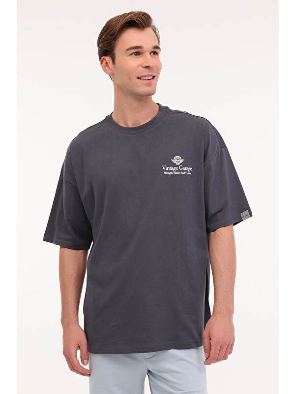 Kinetix ML ORDMU 11VNTG204 5FX Gri Erkek Kısa Kol T-Shirt