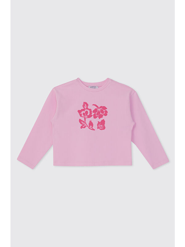Panço Kız Çocuk Uzun Kollu Pembe Tişört