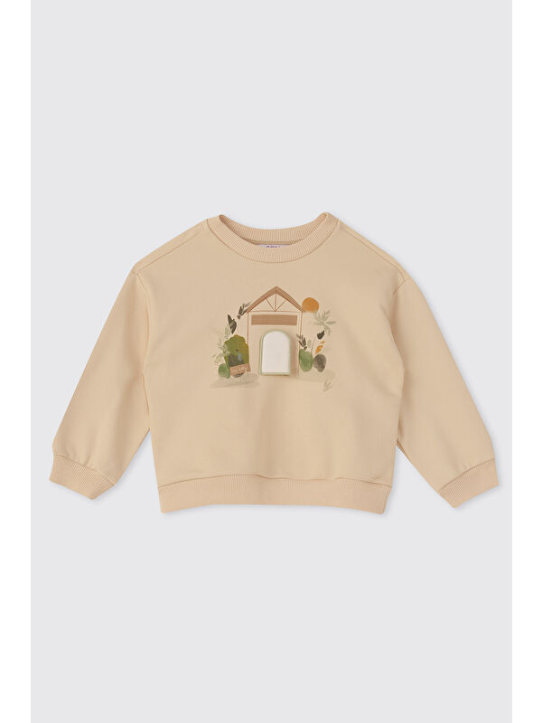 Panço Erkek Bebek Baskılı Açık Yeşil Sweatshirt