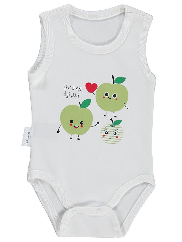 Nova Baby Yeşil Ema Kokulu Atlet 0-9 Ay Çıtçıtlı Badi - Ekru
