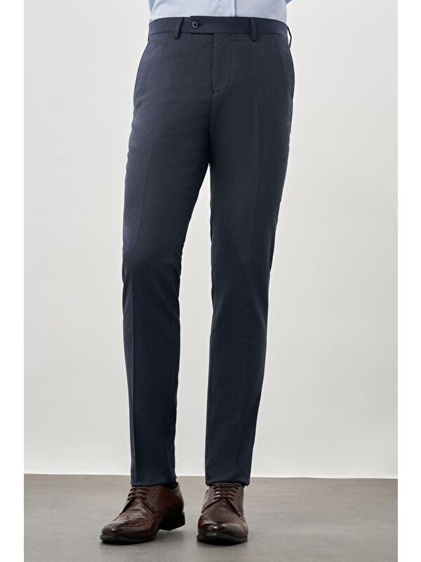 İMZA Lacivert Düz Gabardin Esnek Yan Cep Slim Fit Classic Erkek Pantolon 1003245209_202
