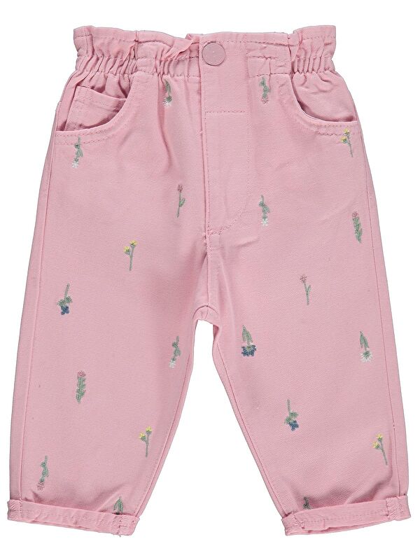 Civil Baby Çiçek Nakışlı Denim 6-18 Ay Pantolon - Pembe