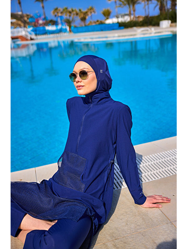 Marina Tam Kapalı Tesettür Mayo M2508-2 Lacivert